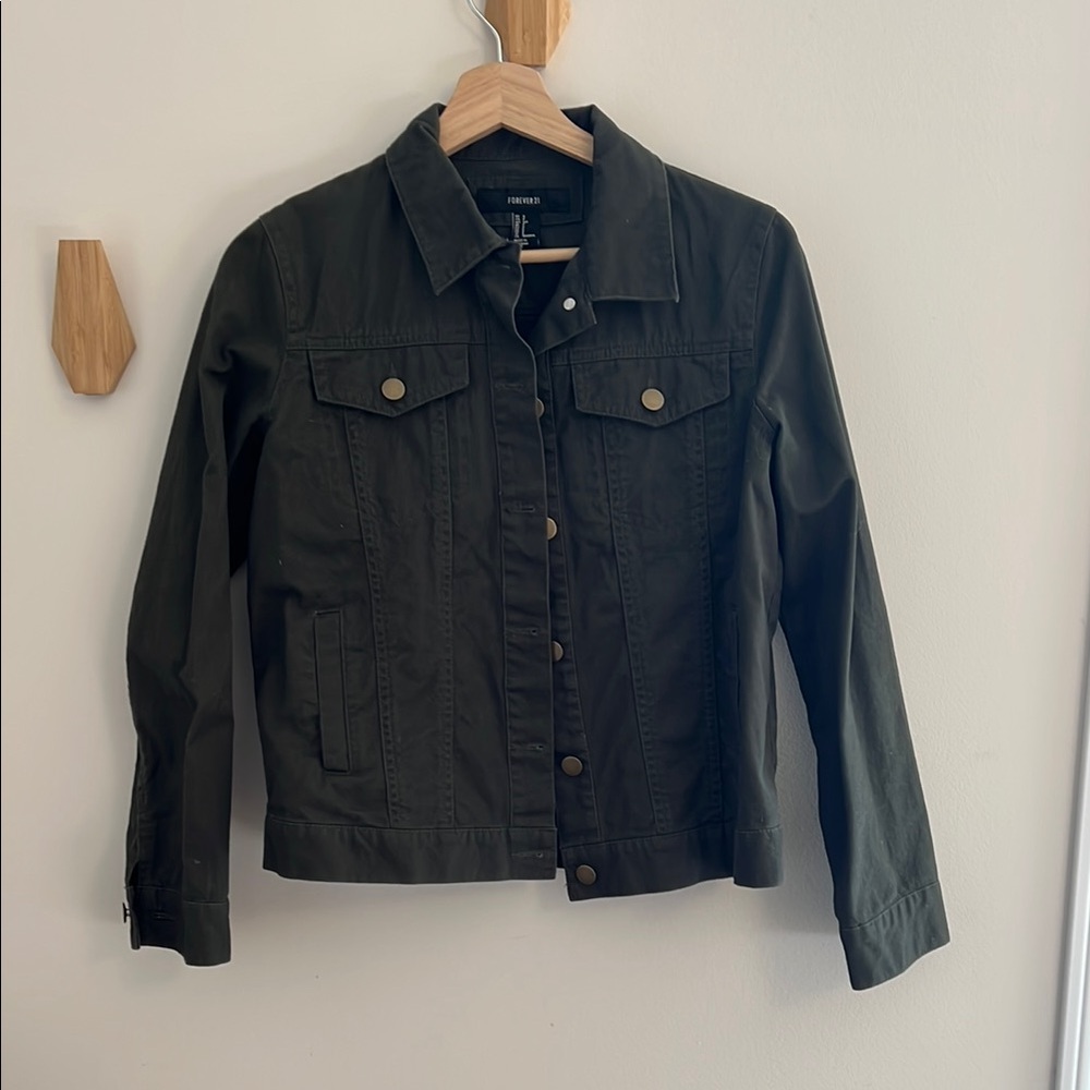 Forever 21 Women's Olive Green Denim Jacket